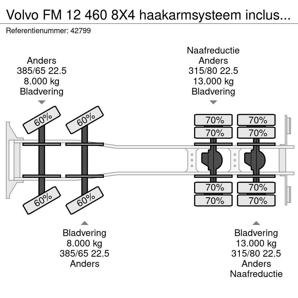 Volvo FM 12 460 8X4 haakarmsysteem inclusief container m Camion con gancio di sollevamento