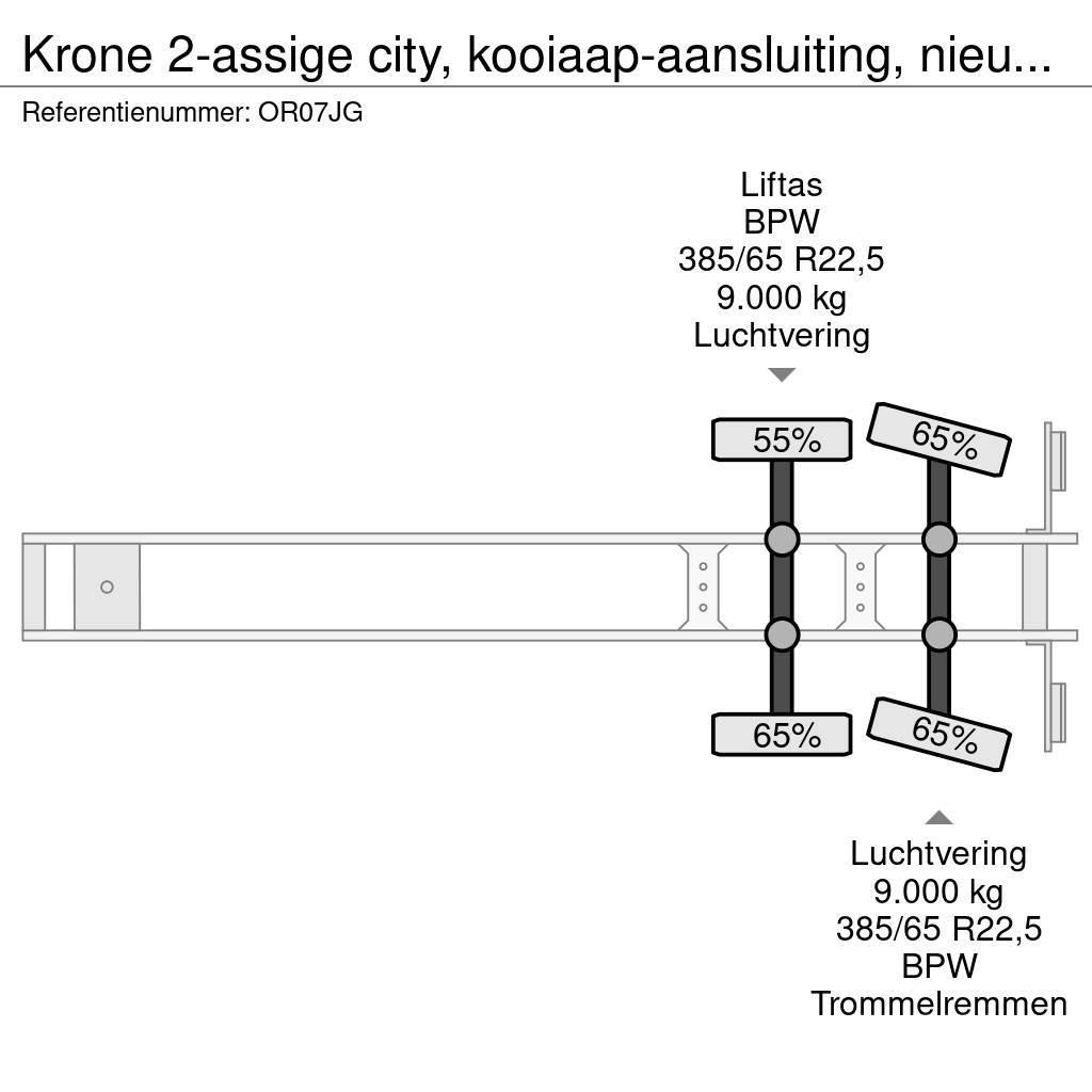 Krone 2-assige city, kooiaap-aansluiting, nieuwe zeilen, Curtainsider semi-trailers