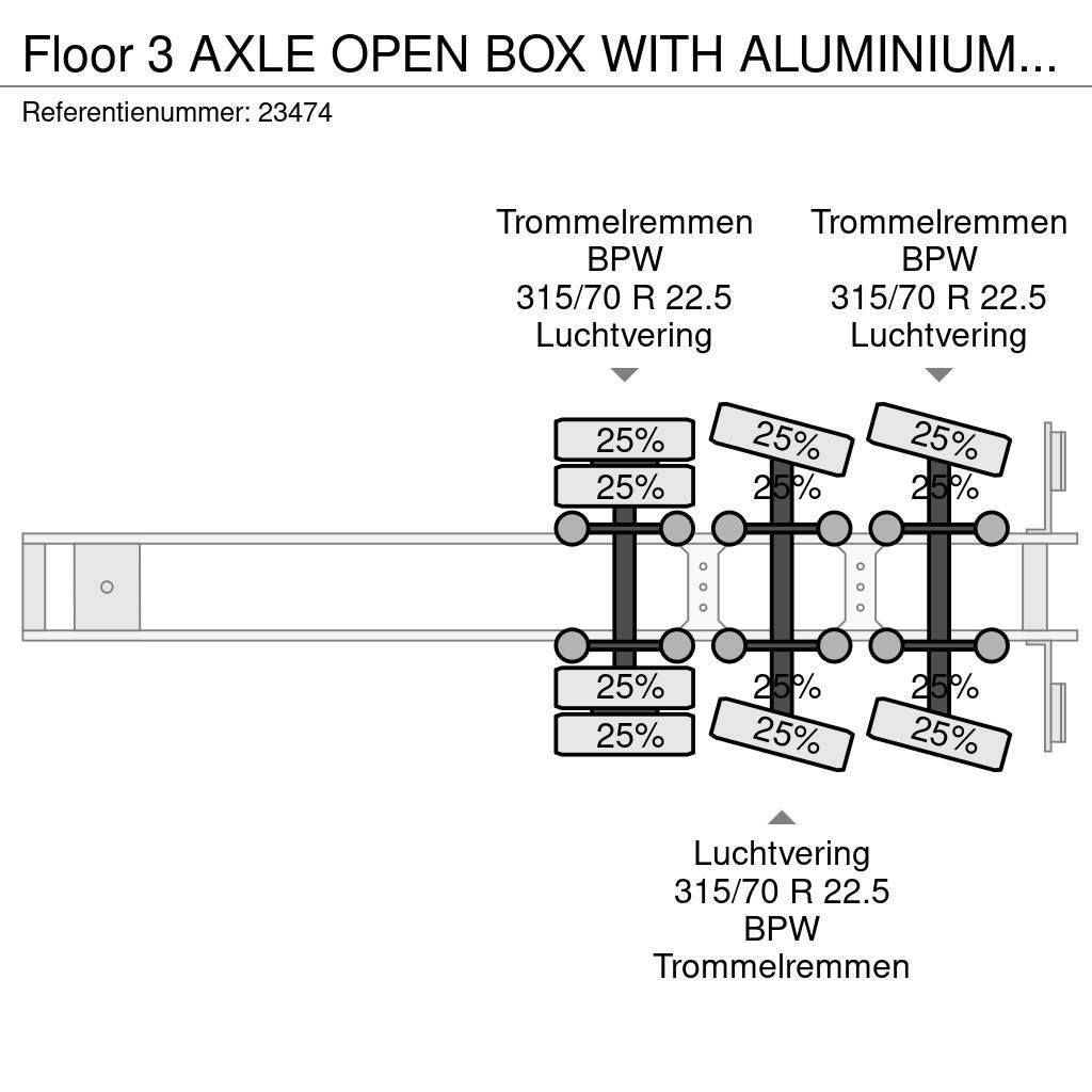 Floor 3 AXLE OPEN BOX WITH ALUMINIUM SIDE BOARDS Flatbed/Dropside semi-trailers