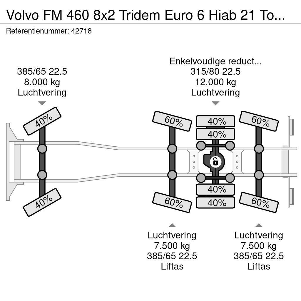 Volvo FM 460 8x2 Tridem Euro 6 Hiab 21 Tonmeter laadkraa Hook lift trucks