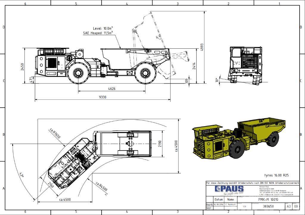 Paus PMKM 10010 / Mining / Dump Truck Underground Mining Trucks