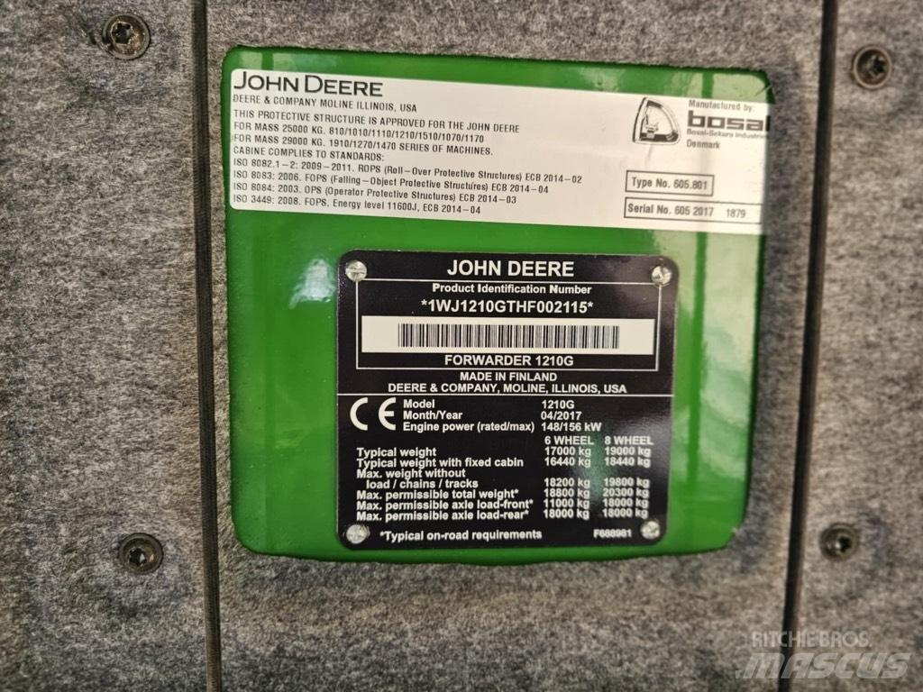 John Deere 1210 G Abbattitrici, Disboscatrici