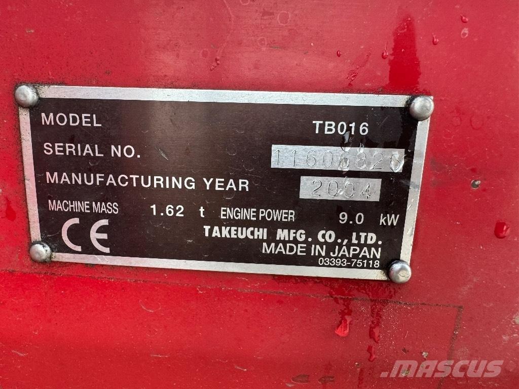 Takeuchi TB 016 Miniescavatori