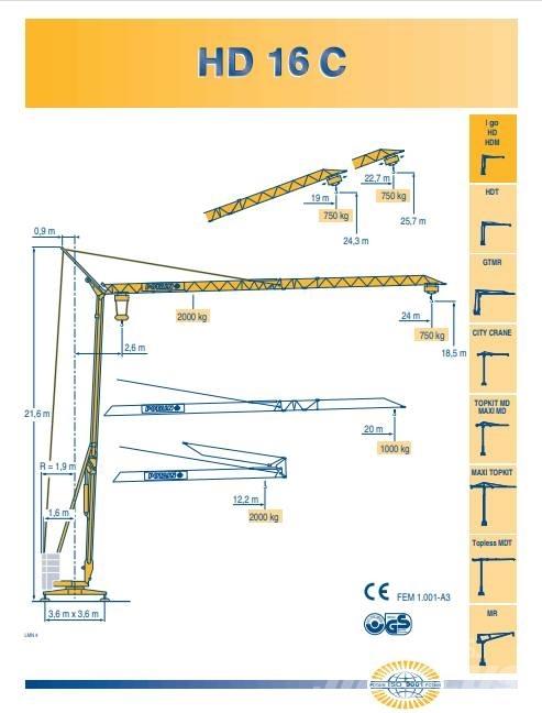 Potain HD 16 C Gru automontanti