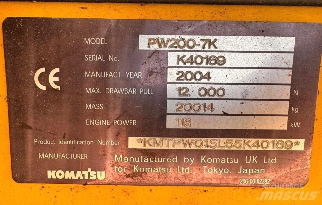 Komatsu PW 200-7K Escavatori gommati