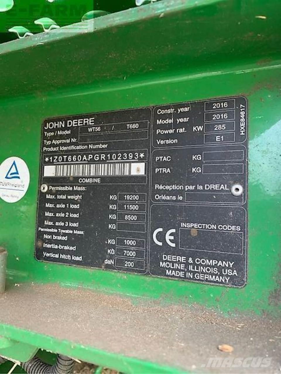 John Deere t660 Mietitrebbiatrici