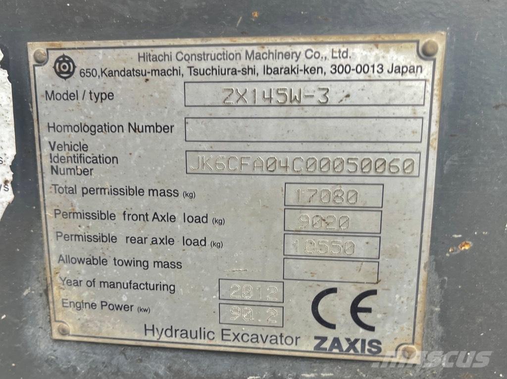 Hitachi ZX 145 W-3 Escavatori gommati