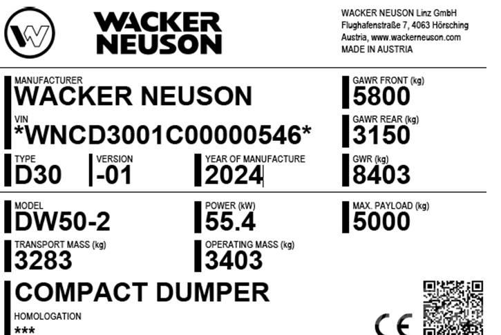 Wacker Neuson DW50-2 Mini dumper