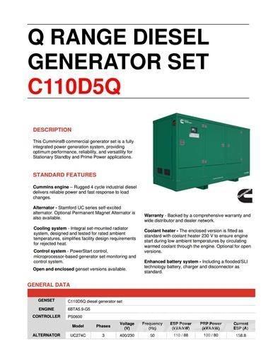 Cummins C110D5Q Generatori diesel