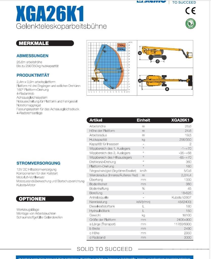 XCMG XGA26K1 Piattaforme a braccio articolato