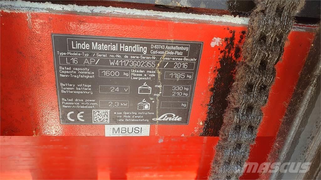 Linde L16AP Transpallet uomo a terra