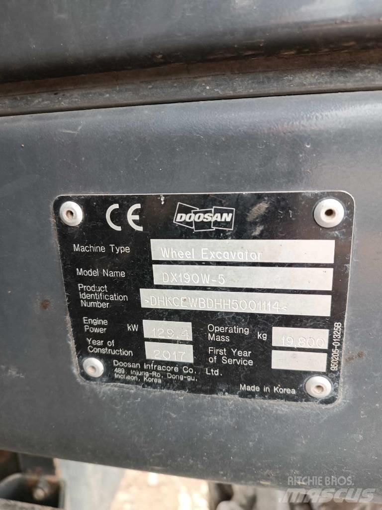 Doosan DX 190 W-5 Escavatori gommati