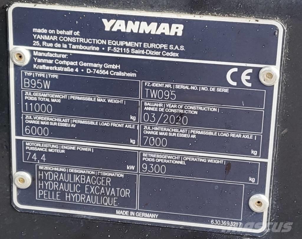 Yanmar B 95 W Escavatori gommati