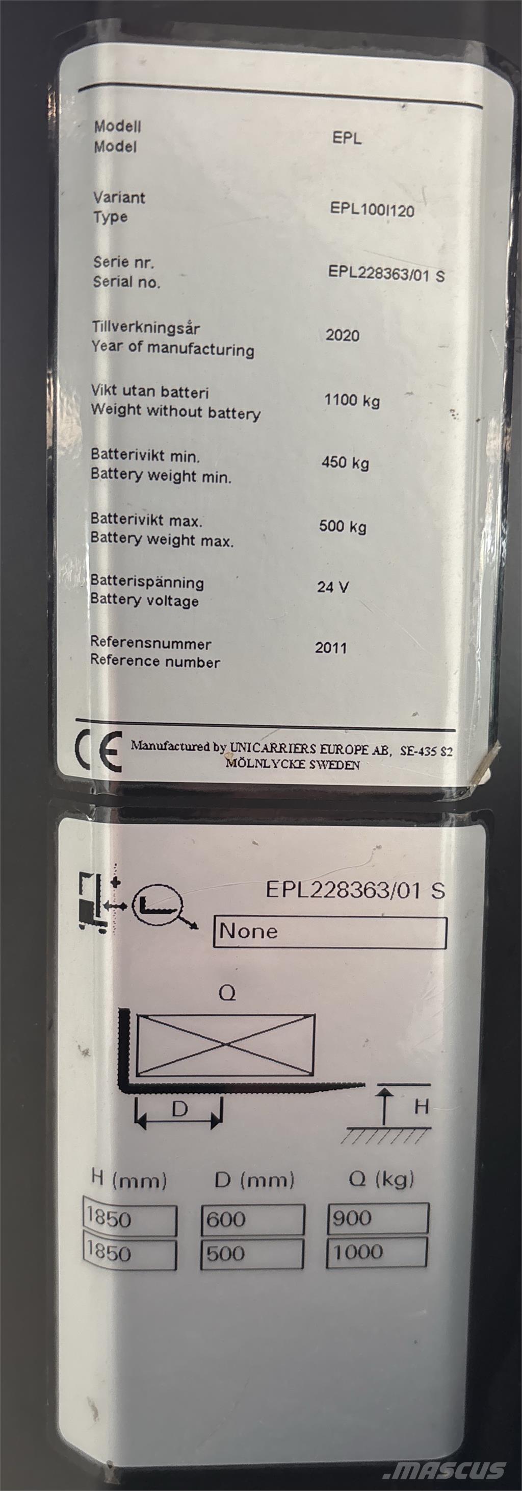 UniCarriers EPL100 Commissionatore basso livello