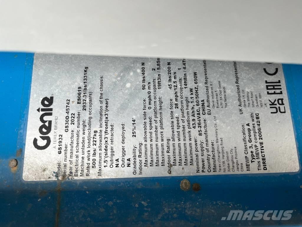 Genie GS 1930E-Drive Piattaforme a pantografo