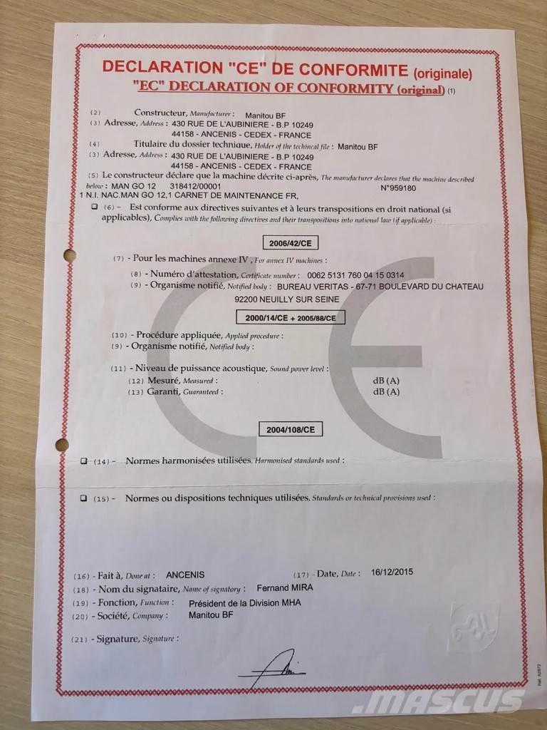 Manitou Man'Go 12 Piattaforme a braccio articolato