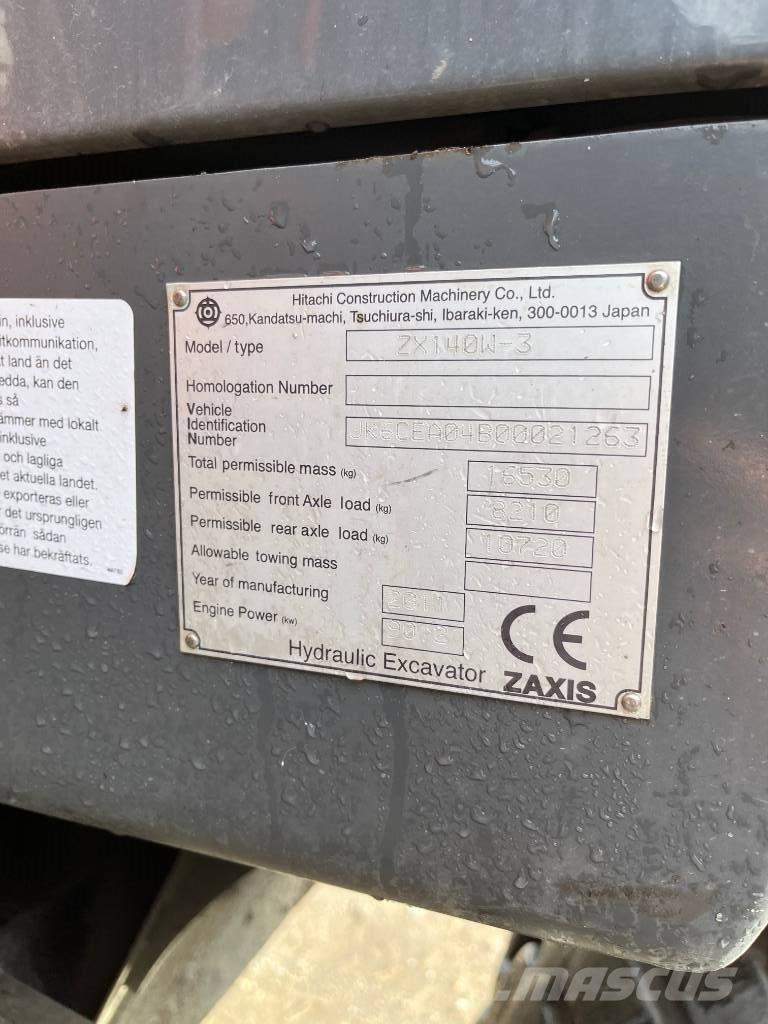 Hitachi ZX140W-3 Escavatori gommati