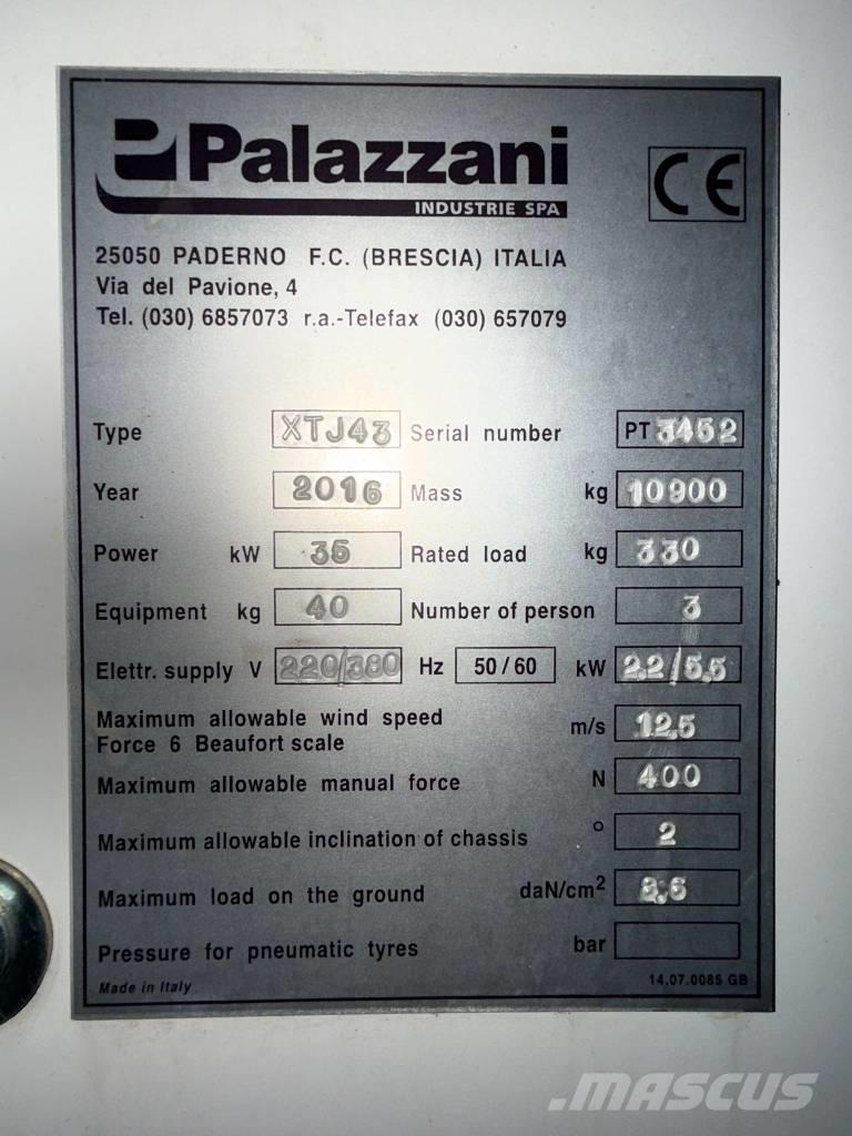 Palazzani XTJ 43 Piattaforme a braccio telescopico