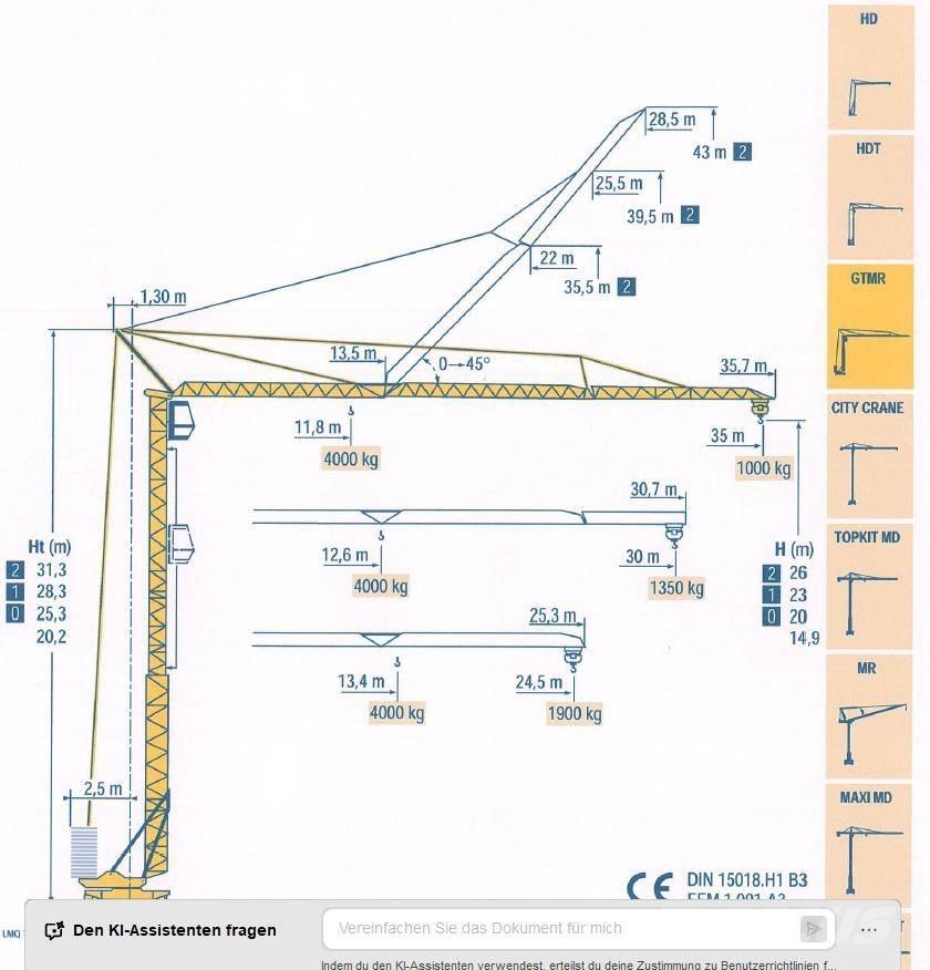 Potain GTMR 331 B Gru a torre