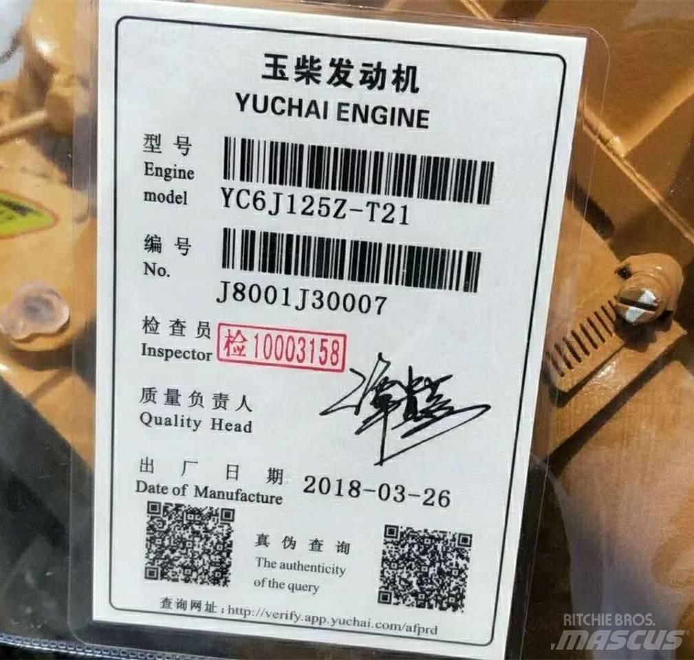 Yuchai YC6J125Z-T21 Motori