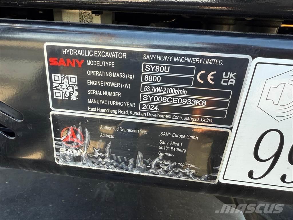 Sany SY80U Escavatori medi 7t - 12t