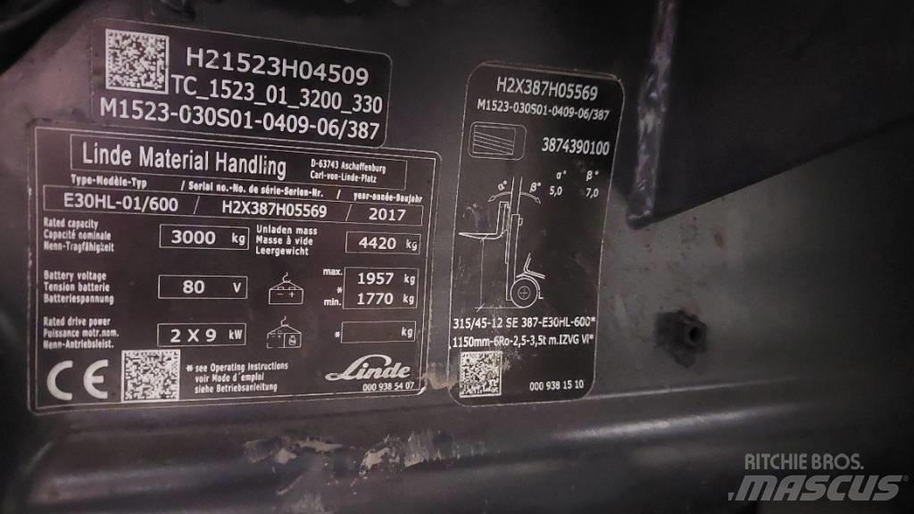 Linde E 30HL-01/600 Carrelli elevatori elettrici