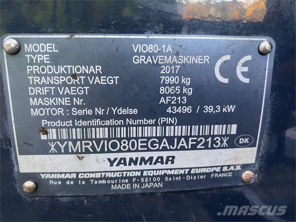 Yanmar VIO80-1A Escavatori gommati