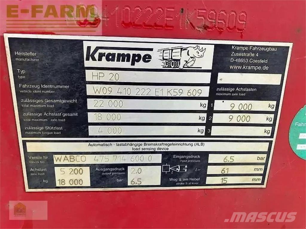 Krampe hp 20 Rimorchi multiuso