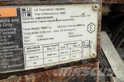Hyster H 8.00 XL 5 Carrelli elevatori diesel