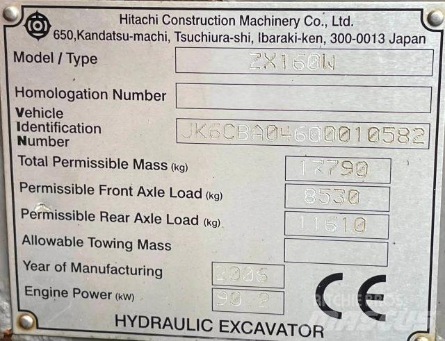 Hitachi ZX 160W Escavatori gommati