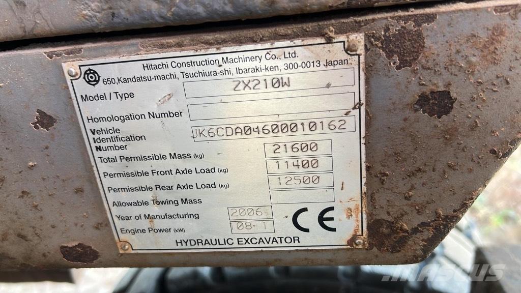Hitachi ZX 210 W Escavatori gommati