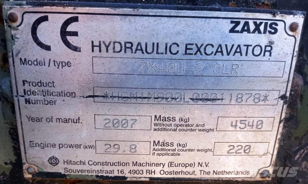 Hitachi ZX 40 U-2 Miniescavatori