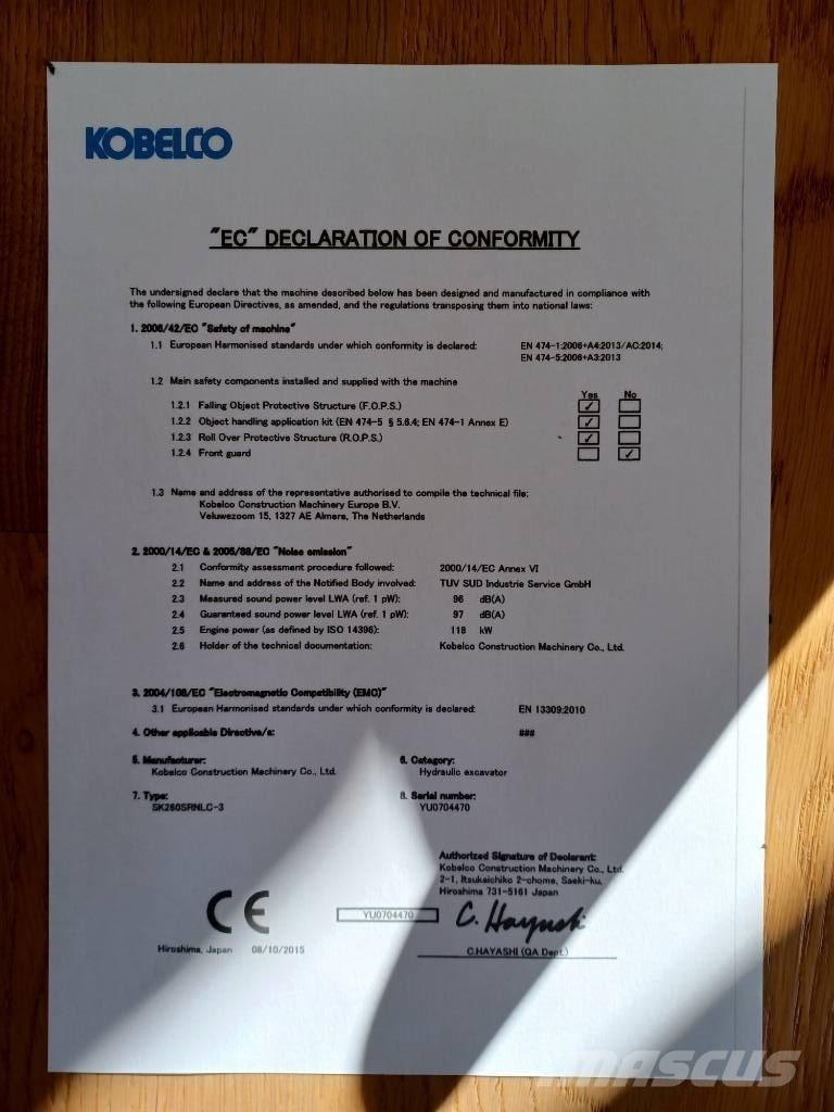 Kobelco SK 260 SR LC Escavatori cingolati