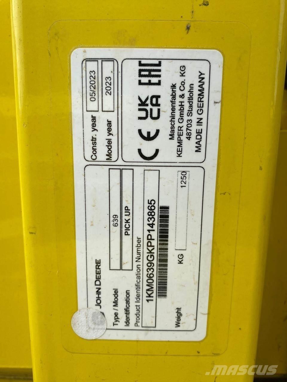 John Deere 639 Accessori per mietitrebbiatrici