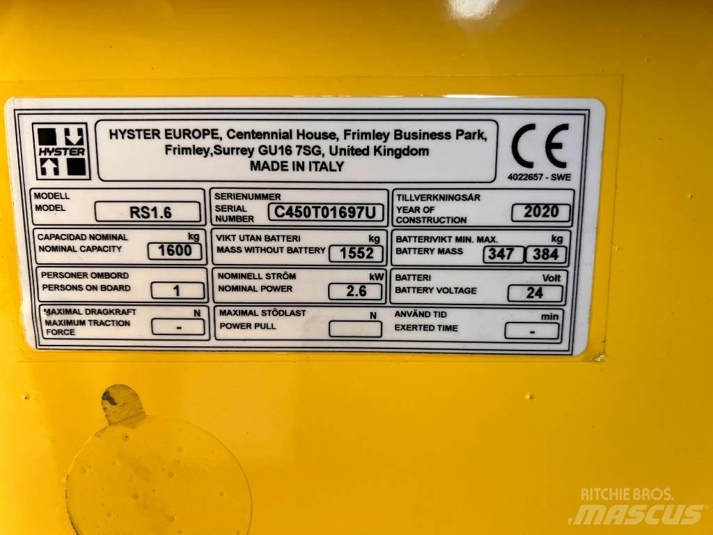 Hyster RS1.6 Carelli stoccatori  automatici-usati