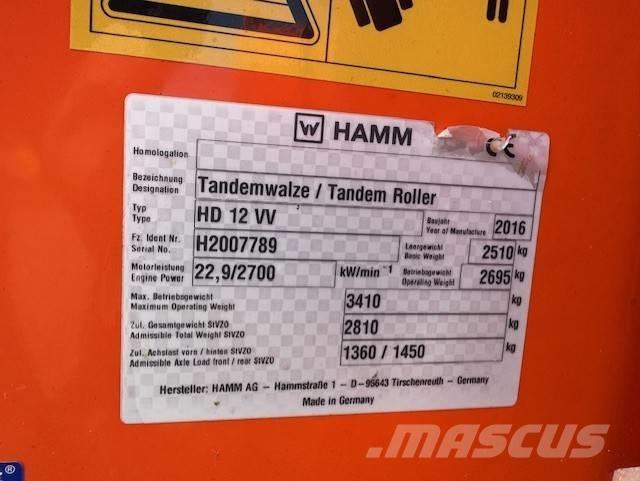 Hamm HD12 VV, Vält Rulli a doppio tamburo