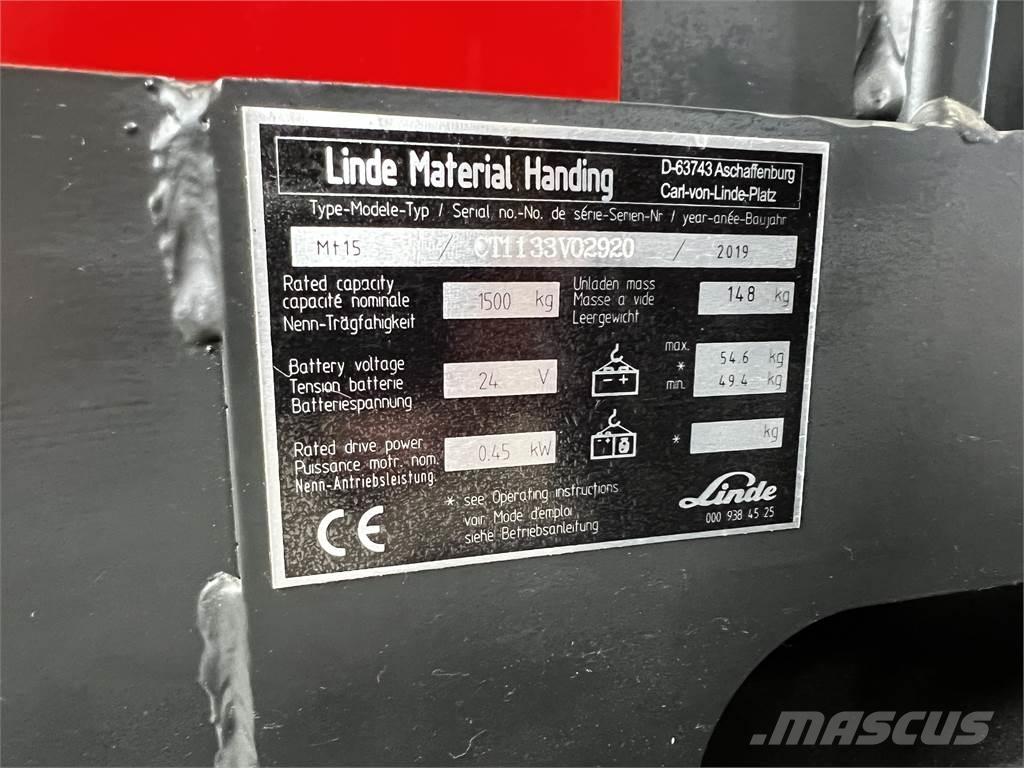 Linde MT15 Transpallet uomo a terra