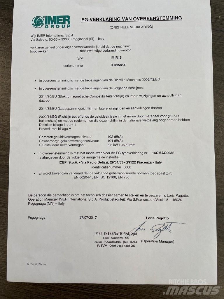 Imer IMR 15B Piattaforme a braccio articolato