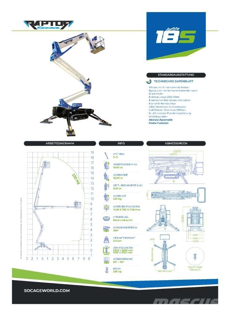 Socage Raptor 18S Piattaforme a braccio articolato