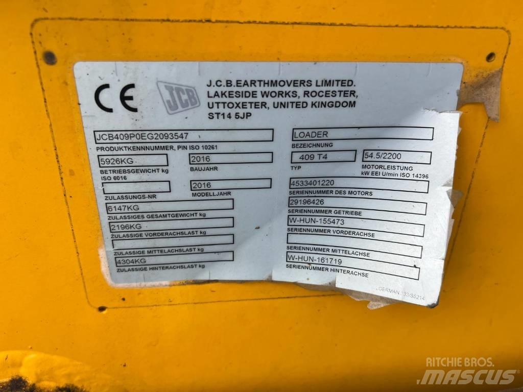 JCB 409 Agri shovel Pale gommate