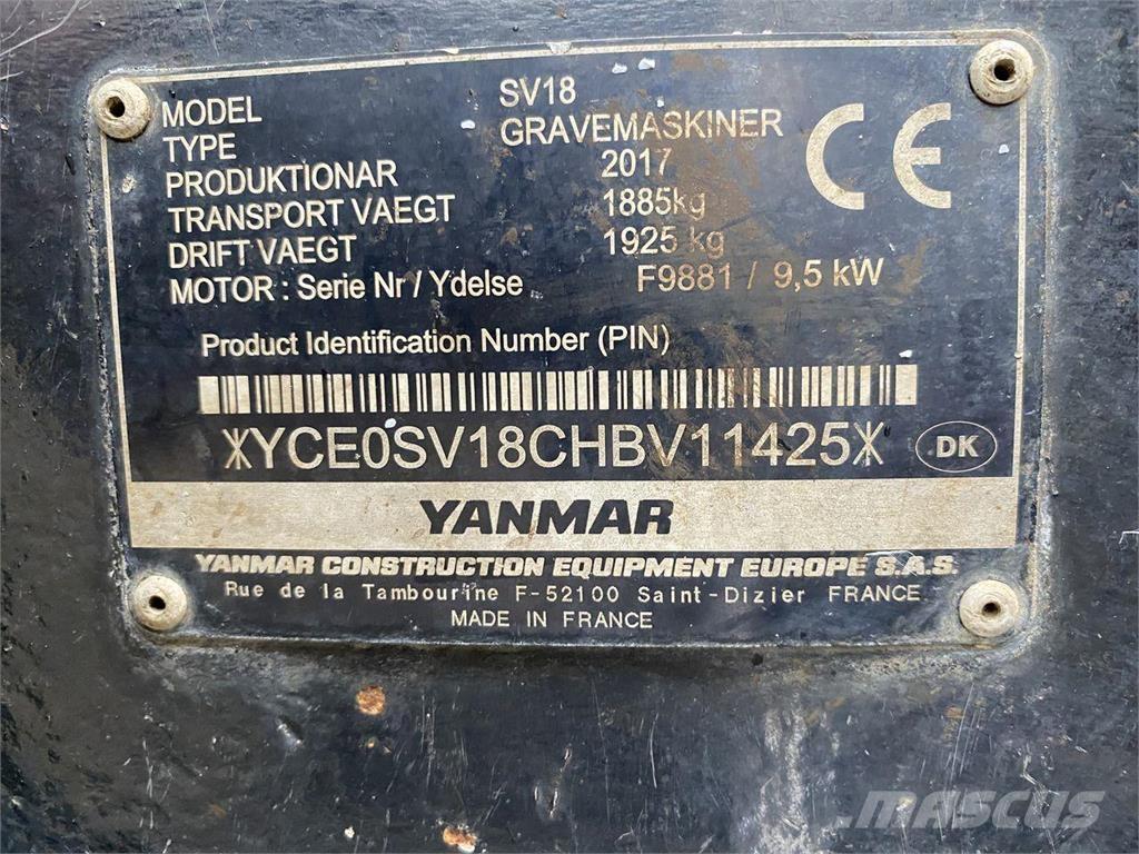 Yanmar SV18 Escavatori gommati
