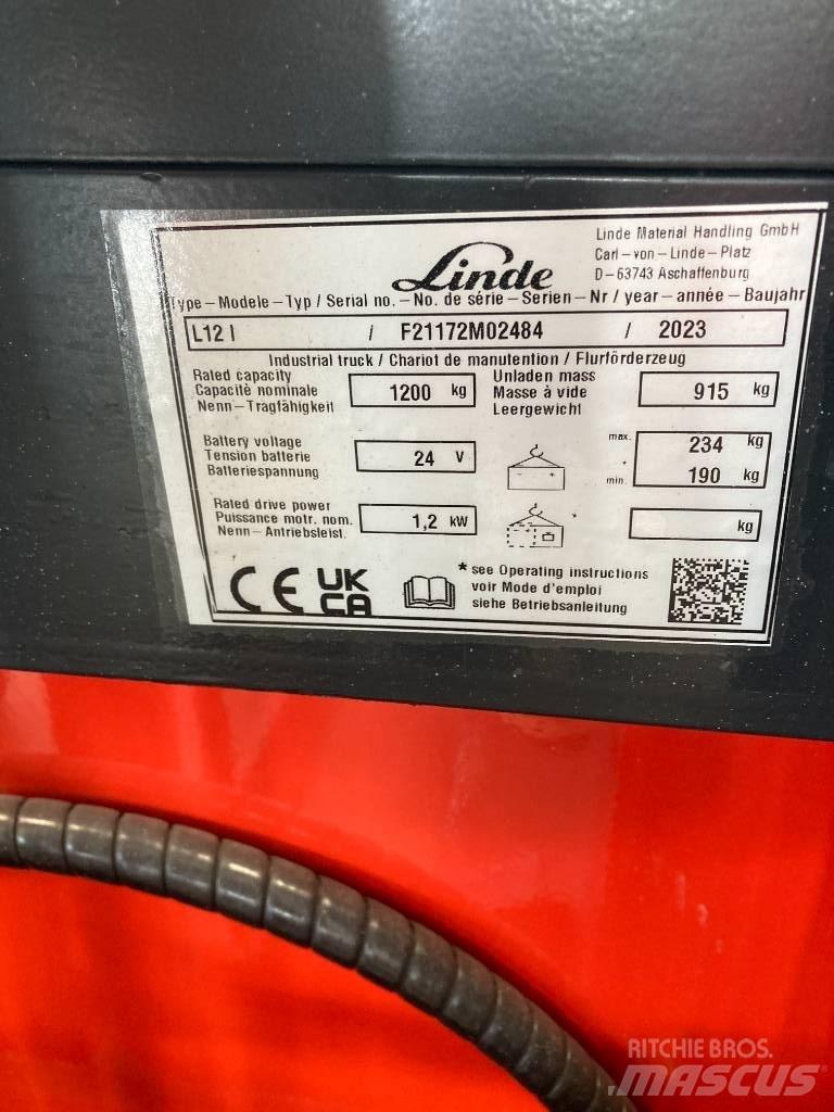 Linde L12i/1172 Transpallet uomo a terra