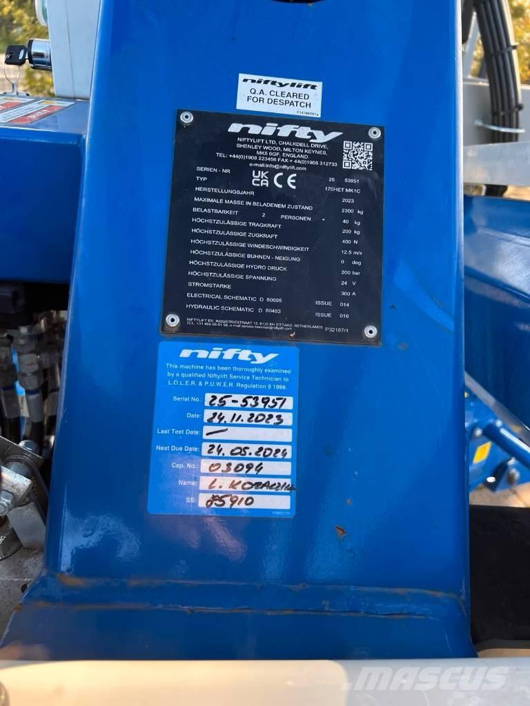 Niftylift 170 HET Piattaforme aeree su rimorchio