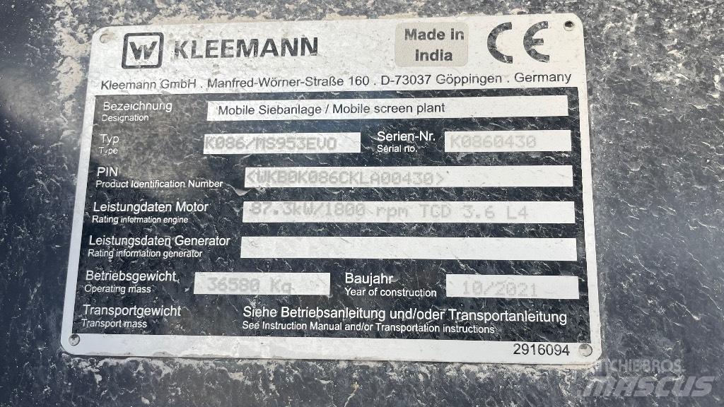 Kleemann 953 Vagli vibranti