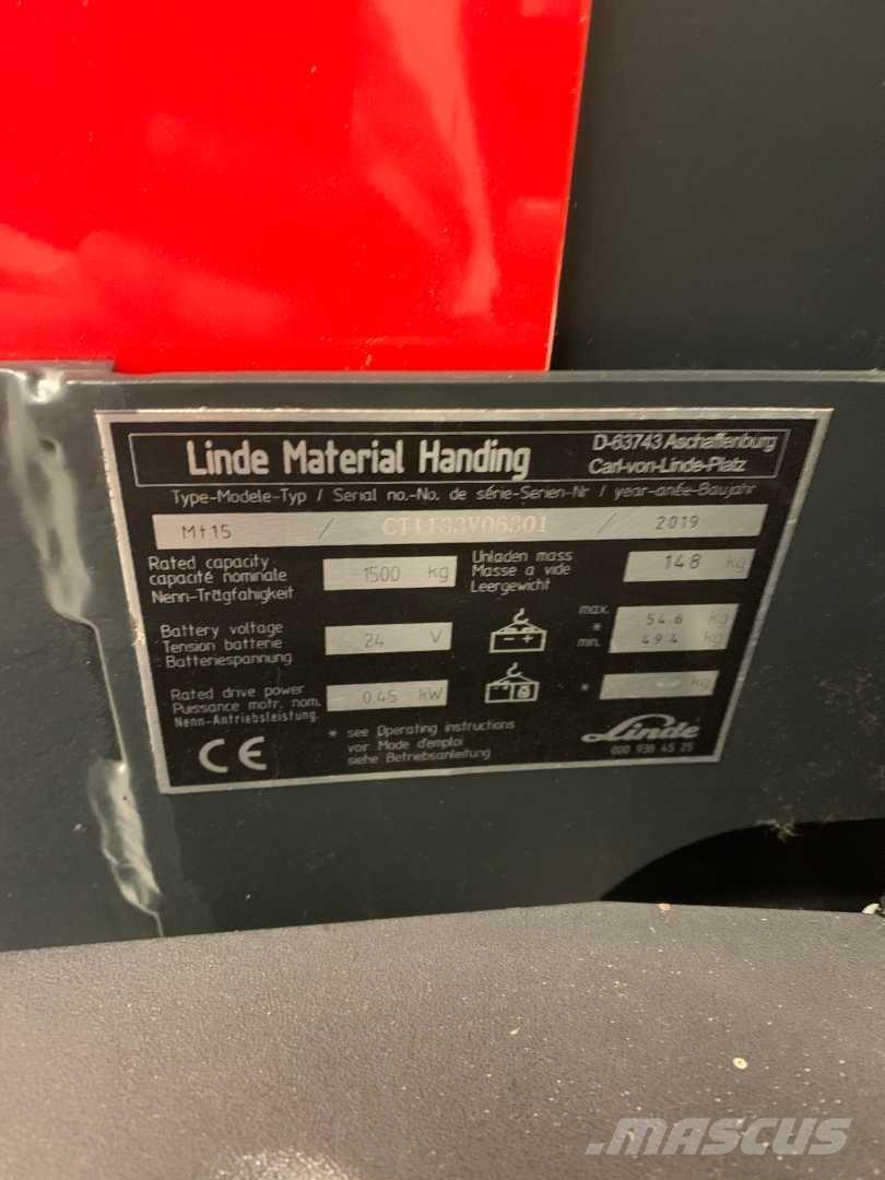 Linde MT15 Transpallet uomo a terra