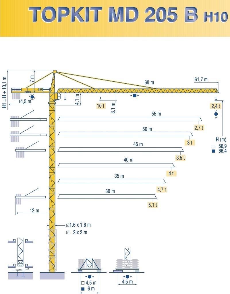 Potain MD 205 B H10 Gru a torre