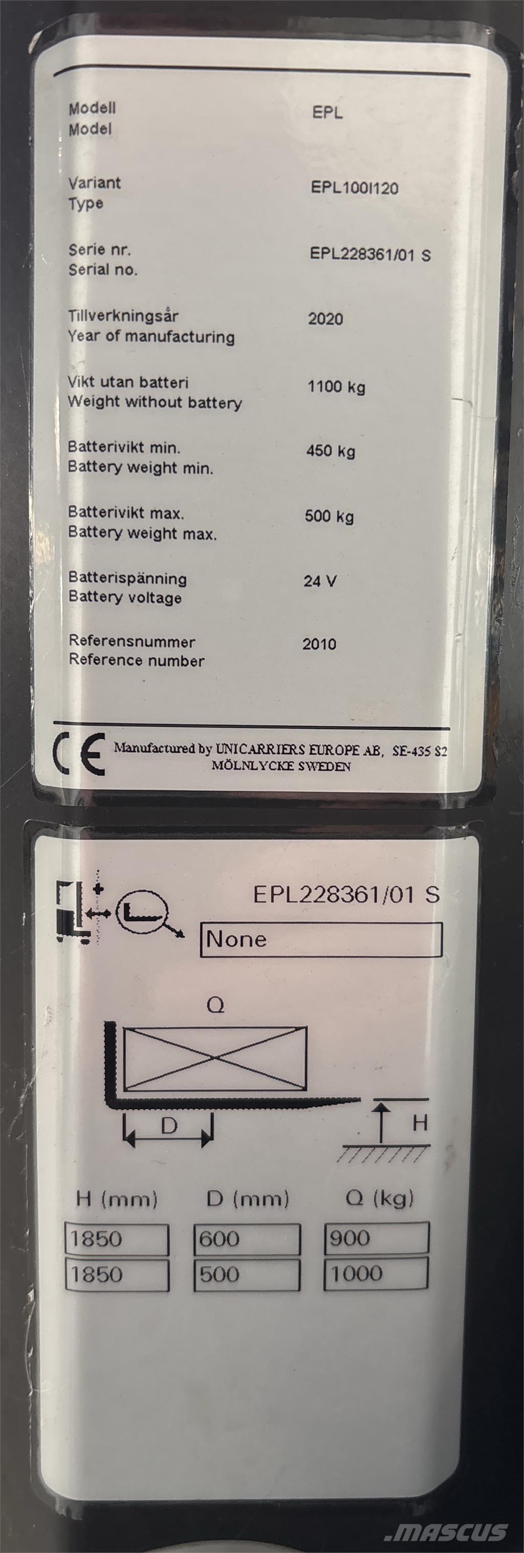 UniCarriers EPL100 Commissionatore basso livello