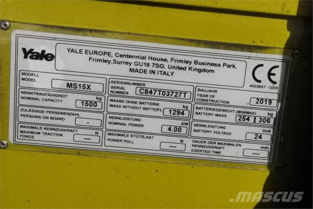 Yale MS15XSL Transpallet uomo a terra