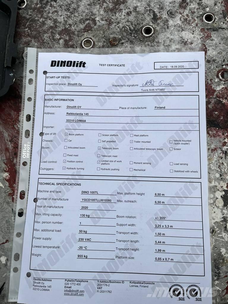 Dino 105TL Piattaforme aeree su rimorchio