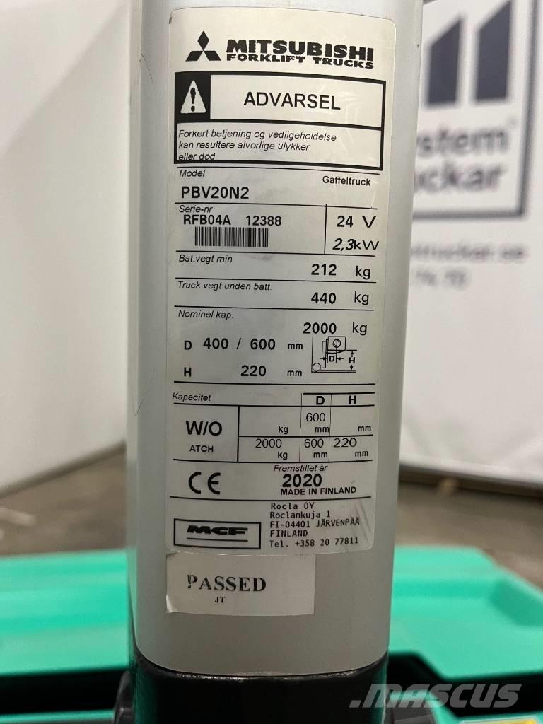 Mitsubishi PBV20N2 Transpallet uomo a terra